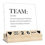 Inspirational Team Noun Office Decor Desk Sign Gifts-Block Calendar Desk Accessories for Coworker Teammate Employee Boss