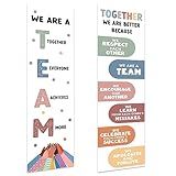 Andaz Press 13"x48" Large Team Classroom Banner Poster Sign for Teachers Bulletin Board Door Wall Decor, Diversity Theme, Boho Rainbow Decorations for Preschool, Elementary, Middle School, 2-Pack