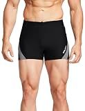 baleaf Men's Spandex Swim Shorts Athletic Competitive Swimwear Lap Swimming Suits Gray/White L