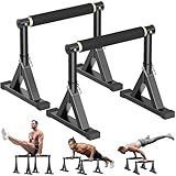 10-14'' Wooden Parallel Bar and Dip Bar with Adjustable Height and Non-Slip Handles, Rock-Free Fitness Equipment for Handstands, L-Sits, Gymnastics and Strength Training for Home Gym, 600lbs Capacity
