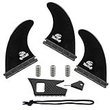 TIDALDRIFT G5 Surfboard Fins - 35% Fiberglass Reinforced Thruster Set Compatible with Futures Bases - Engineered for 2-8ft Waves - 3-Pack Includes 4-in-1 Multi-Tool & 3 Spare Screws - Black