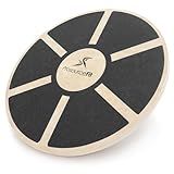 ProsourceFit Wooden Balance Board Non-Slip Wobble Core Trainer 15.75in (39.5cm) Diameter with 360 Rotation for Stability Training, Full Body Exercises, Physical Therapy, Black