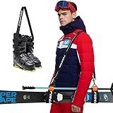 FIREOR Ski Carrier Strap Kit, Snowboard, Pole & Boot Carry Sling Band, Adjustable Cushioned Shoulder Cross Back Band for Family, Men, Women & Kids, Skiing Gear Accessories, Multi Color, Nylon Material
