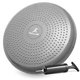 ProsourceFit Core Balance Disc Trainer, 14" Diameter with Pump for Fitness, Balance Training, or Seating; Wobble Board for Core Stability; Flexible Floor Cushions for Kids, Gray