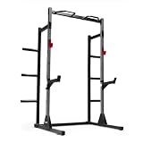 Cap Power Rack with Pull Up Bar & Attachments - Squat Rack & Strength Training Power Cage for Home Gym - Gray
