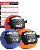 Mikolo Medicine Ball, Wall Ball,Soft Medicine Ball Set,Slam Ball for Core Training, Strength Workouts -Multi-Weight 10lbs 20lbs Exercise Balls for Home Gym, Functional Fitness (10/15/20LB)