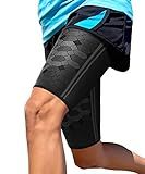 Sparthos Thigh Compression Sleeves (Pair) - Verify Size with Chart Before Ordering – Quad and Hamstring Support – Breathable Upper Leg Sleeves for Men and Women – Anti Slip (XX-Large, Midnight Black)
