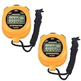 MUSHPORT 2 Pack Digital Stopwatch Sport Timer, ON/Off Countdown Large Display Simple Stop Watch for Sports Coaches PE-Teacher Referees, Orange