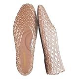 CUSHIONAIRE Siesta Modern Lattice Ballet Flats for Women, Comfortable Slip On Pointed Toe Womens Jelly Shoes, MOCHA 9