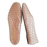 CUSHIONAIRE Siesta Modern Lattice Ballet Flats for Women, Comfortable Slip On Pointed Toe Womens Jelly Shoes, MOCHA 9