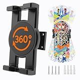 DYAUS 360° Rotating Skateboard Wall Mount, Extending Skateboard Wall Hanger, Universal Skate Board Wall Mounts Display, Space-Saving Longboard Deck Holder, Floating Skateboard Rack, Black