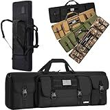 LASUK Double Rifle Backpack Tactical for 26” Rifles, Soft Short Rifle Case with 3 Magazine Holders and Molle System, Padded Rifle Backpack for Hunting and Shooting(Black)