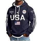 Naxsuia Men's USA 250th Anniversary Hoodie 1776-2026 Patriotic American Flag Waffle Print Hooded Sweatshirt