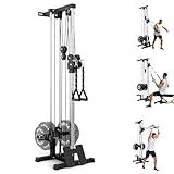 Wall Mount Cable Station – Dual Pulley Cable Crossover Machine with 18 Adjustable Positions, 400LBS Capacity Functional Trainer for Home Gym Strength Training