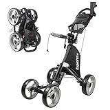 Caddytek Explorer V8 Golf Push Cart - Superlite 4 Wheel Aluminum Foldable Cart with Adjustable Front Wheel Width, Foot Brake, Cooler Basket, Umbrella Holder, Drink Holder, Scorecard Console