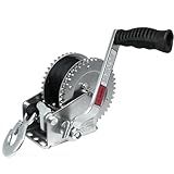 OPENROAD 2000lbs Heavy Duty Boat Trailer Winch with 26FT Strap,2-Way Ratchet,4:1 Gear Trailer Winch,Portable Hand Crank Winch for Boat,Truck, Trailer, RV, ATV, Jet Ski