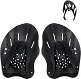 SantTop Contour Swim Paddles Hand, Swim Training Hand Paddles with Adjustable Straps, Swimming Hand Paddles for Women and Men, Color Black, black