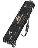 YOREPEK Ski & Snowboard Bag with Wheels, Upgraded All-Terrain Large Wheels, Extendable 160–175cm Water Resistant Padded Ski Bags for Air Travel with Backpack & Shoulder Strap, Mini Pocket for AirTag