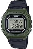 Casio Men's 'Classic' Quartz Stainless Steel and Resin Watch, Color:Black (Model: W-218H-3AVCF), Black/Green