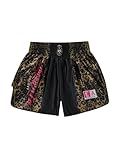 GORGLITTER Men's Leopard Muay Thai Shorts Graphic Elastic Waist Anime Workout Boxing Shorts Black Medium