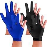 Aruicheng Billiards Glove 2 Pcs Three Finger Pool Glove Universal Cue Sports Gloves Breathable Elastic Billiard Glove for Women or Men Left and Right Hand