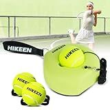 Hikeen Premium Tennis Trainer Rebound with Metal Base,Portable Solo Tennis Trainer Set with 3 Highly Elastic String Balls,Tennis Practice Equipment for Adult Kids an Beginners -Green