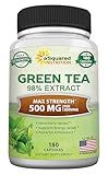 aSquared Nutrition Green Tea Extract with EGCG – 180 Capsules – 500mg per Capsule – 75% Polyphenols, 45% EGCG – Antioxidant Support, Heart Health, Natural Detox – Low Caffeine Supplement