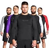Elite Sports BJJ Jiu Jitsu Rash Guard Men BJJ No GI MMA Ranked Full Sleeve Compression Rash Guards (Black, Small)