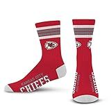 For Bare Feet NFL 4 Stripe Deuce Crew Sock, Kansas City Chiefs, Medium
