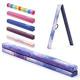ZELUS 8 ft Folding Balance Beam, Foldable Floor Gymnastics Balance Beam with Carry Handles Suede Cover & Nonslip Base, Portable Gymnastics Equipment for Kids Beginners Gymnasts, Galaxy