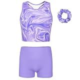MODAFANS Gymnastics Leotard for Girls with Shorts Racerback 8-9Years