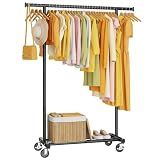 HYSEYY Clothes Rack, Clothing Rack for Hanging Clothes, Rolling Garment Rack Sturdy Coat Rack Portable Wardrobe Rack Metal Closet Rack for Bedroom Laundry Living Room, Black