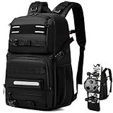 RUCYEN Skateboard Backpack, Laptop Backpack with USB Charging Port, RFID Anti-Theft Lock, Waterproof Fabric, Fits up to 15.6 Inch Laptop, for Business Travel Men (Black)