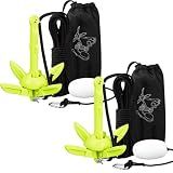 Lounsweer 2 Pack 1.5/3.5 lb Marine Kayak Anchor Kit Folding Grapnel Anchor Kit Boat Kayak Fishing Accessories for Small Boats Kayaks Canoe Paddle Boards(Green,1.5lb)