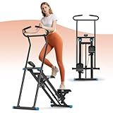 FitNexus Foldable Stair Stepper Machine for Home Gym - 350LB Capacity Cardio Climber with LCD Monitor, Non-Slip Pedals & Handbar - Compact Vertical Stepping Exercise Equipment for Legs & Glutes
