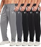 5 Pack Mens Sweatpants Open Bottom Joggers for Men with Zip Pockets Loose Fit Mesh Athletic Pants for Running,Casual(Black,Black,Black,Dark Gray,Light Gray,L)