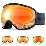 Odoland Photochromic Ski Goggles for Sunny and Cloudy Days, Anti-Fog OTG UV Protection Snowboard Goggles for Men Women Youth