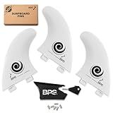 BPS Fiberglass Reinforced Surfboard Fins (3) + FCS Screw Hardware and Wax Comb! Glass Flex Thruster Surf Fin Set (FCS G5 M5 Style) Black - Tri Fin Thruster Set Surfboard fins (Koru White)