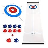 Yobbi Tabletop Curling Game for Kids, Adults & Family. Fun Indoor Sports Game for Everyone. Come with 8+2 Tabletop Curling Stones. Easy to Set Up, Play&Portable. Red & Blue Stones