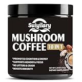 Suiyilary Mushroom Coffee, 10 Mushroom Extract Powder Blend Lion's Mane, Reishi, Chaga, Cordyceps, Turkey Tail, Brain Supplements with Instant Coffee for Energy, Focus, Memory and Immunity 150g