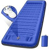 FNARMW Camping Sleeping Pad, Extra Thick 5 Inch Camping Mat with Pillow, Built-in Foot Pump Inflatable Sleeping Pads Compact for Camping Backpacking Hiking Traveling Tent as Camping Essentials（Blue）