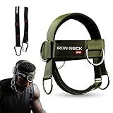 Iron Neck Neck Trainer, Exerciser, & Strengthener with Adjustable Head and Chin Strap - Portable Head Harness for Weight Lifting, Home, & Gym Use - Exercise & Workout Equipment (Alpha, Green)