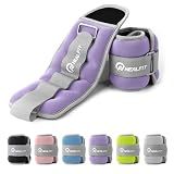NEALFIT Ankle Weights 1/2/3/4/6/10 LBS for Men Women Kids, Leg Arm Wrist Weights with Adjustable Strap for Running, Aerobics, Strength Training, Physical Therapy, Fitness (Purple, 0.5 lb x 2 (1LB Pair))