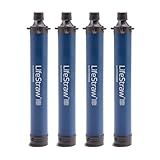 LifeStraw Personal Water Filter for Hiking, Travel and Emergency, Navy, 4 PK