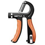 JTHEW Adjustable Hand Gripper with Smart Counter, 5-60kg Resistance Grip Strength Trainer for Sports and Fitness (Orange)