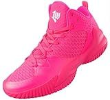 PEAK High Top Mens Basketball Shoes Streetball Master Breathable Non Slip Outdoor Sneakers Cushioning Workout Shoes for Fitness Pink US Size 10