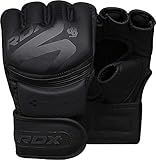 RDX MMA Gloves Premium Real Maya Hide Leather, Mixed Martial Arts Sparring & Grappling Gloves for Training, Fighting Gloves, Fingerless Design, Padded Open D-Cut Palm, Mixed Martial Arts Equipment