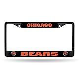 Rico Industries NFL Football Chicago Bears Primary Black Chrome Frame with Plastic Inserts 12" x 6" Car/Truck Auto Accessory