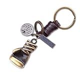 AuPra 3D Boxing Glove Keychain Gift for Women & Men | Handmade Leather MMA Kickboxing Key Chain | Sport Vintage Charm for Home, Car & Door Keys | Muay Thai UFC Keyring Present for Him & Her