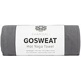 Shandali Hot Yoga GoSweat Microfiber Hand Towel in Super Absorbent Premium Gray Suede for Bikram, Pilates, Gym, and Outdoor Sports. 16 x 26.5 inches.